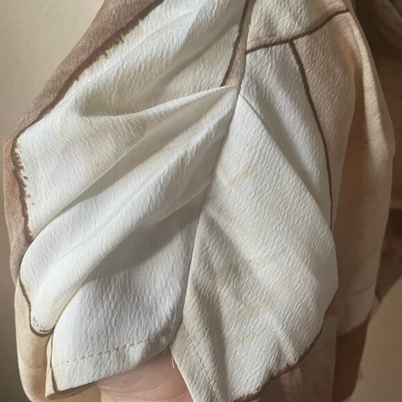 Strappy Asymmetrical Cowl Neck Mini Dress | Brown Tan Cream | XS - Picture 5 of 8